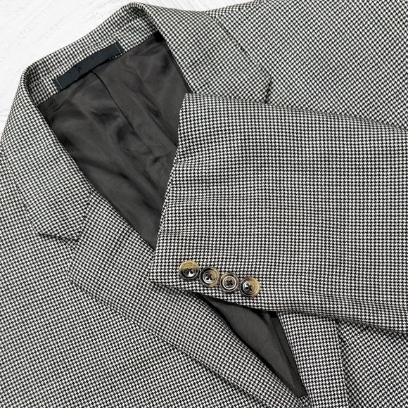 Ralph Lauren‎ BLACK Label Italy 42RWool Cashmere Black White Houndstooth Blazer